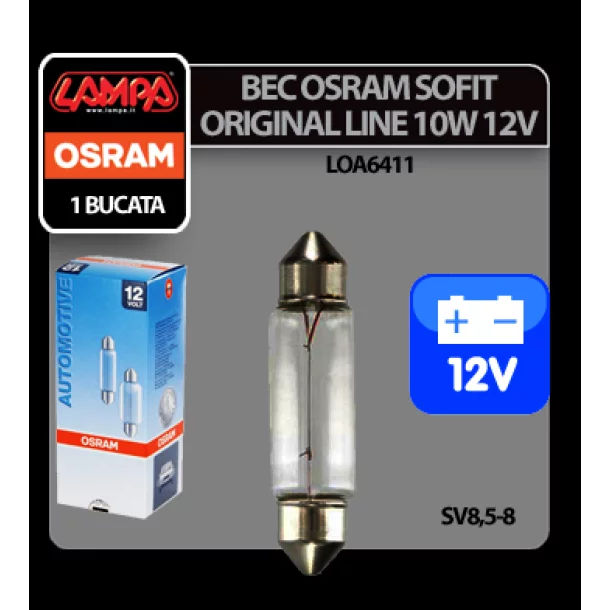 Bec Original Line 12V - 11x41mm - 10W Sofit SV8,5-8 1buc Osram