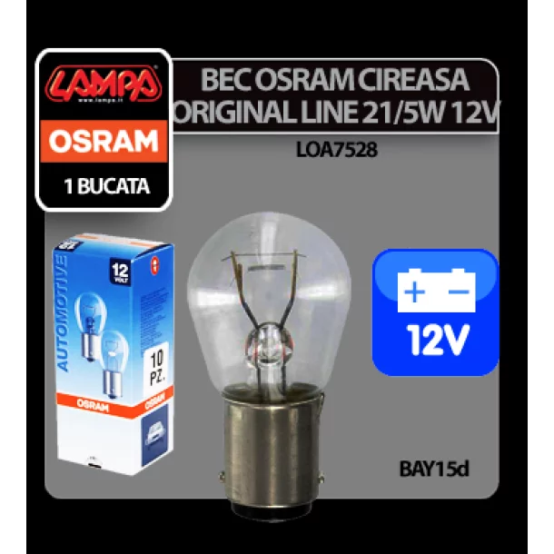 Bec Original Line 12V - P21/5W - 21/5W Pozitie, frana BAY15d 1buc Osram