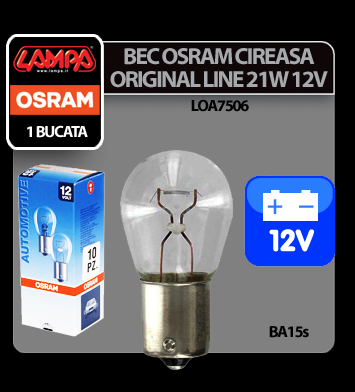 Bec Original Line 12V - P21W - 21W Frana, semnaliz, ceata BA15s 1buc Osram thumb
