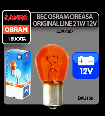 Bec Original Line 12V - PY21W - 21W Semnalizare galben BAU15s 1buc Osram thumb