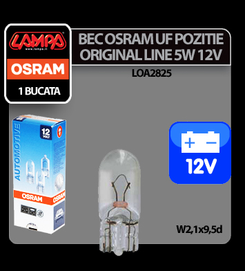 Bec Original Line 12V - W5W - 5W Pozitie soclu sticla W2,1x9,5d 1buc Osram thumb