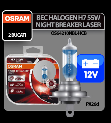 Bec Osram H7 55W PX26d 12V Night Breaker Laser 2buc thumb
