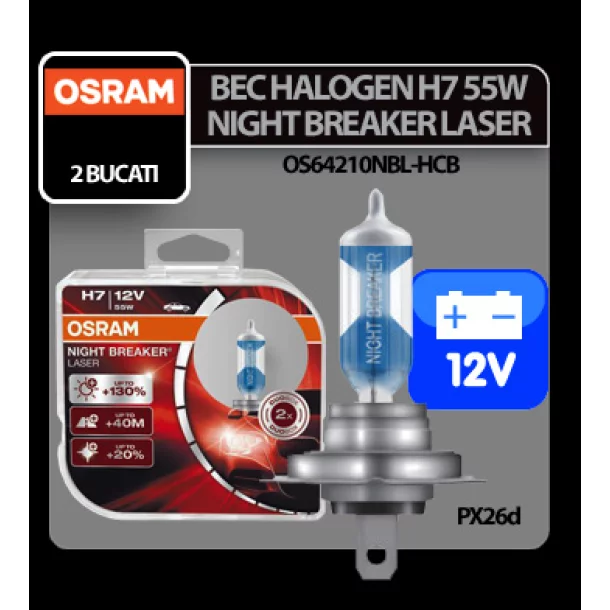 Bec Osram H7 55W PX26d 12V Night Breaker Laser 2buc