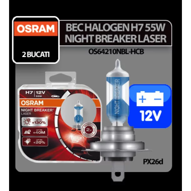 Osram 12V Night Breaker Laser H7 55W PX26d 2pcs