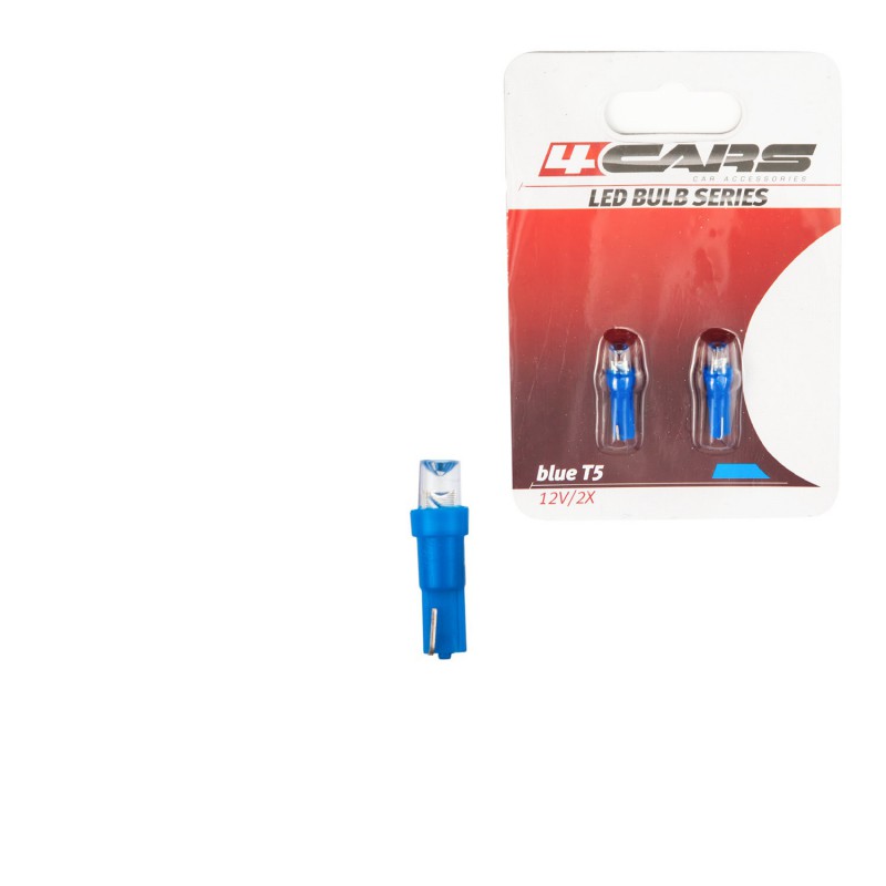 4Cars 12V 1,2W led bulb wedge base 1 Led - (T5) - W2x4,6d - 2 pcs - Blue wide beam thumb