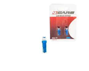 Bec tip LED 12V 1,2W soclu plastic T5 W2x4,6d 2buc 4Cars - Albastru dispersat
