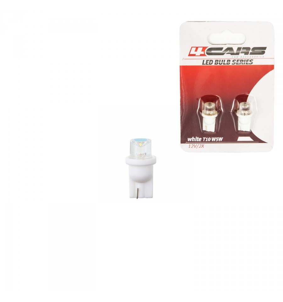 4Cars 12V 5W T10 W2,1x9,5d műanyag foglalatos LED-égő 2db - Fehér szórt fény thumb