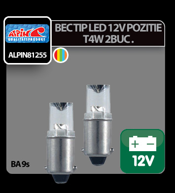 Bec tip LED 12V iluminat bord, soclu metal T4W BA9s 2buc - Curcubeu thumb