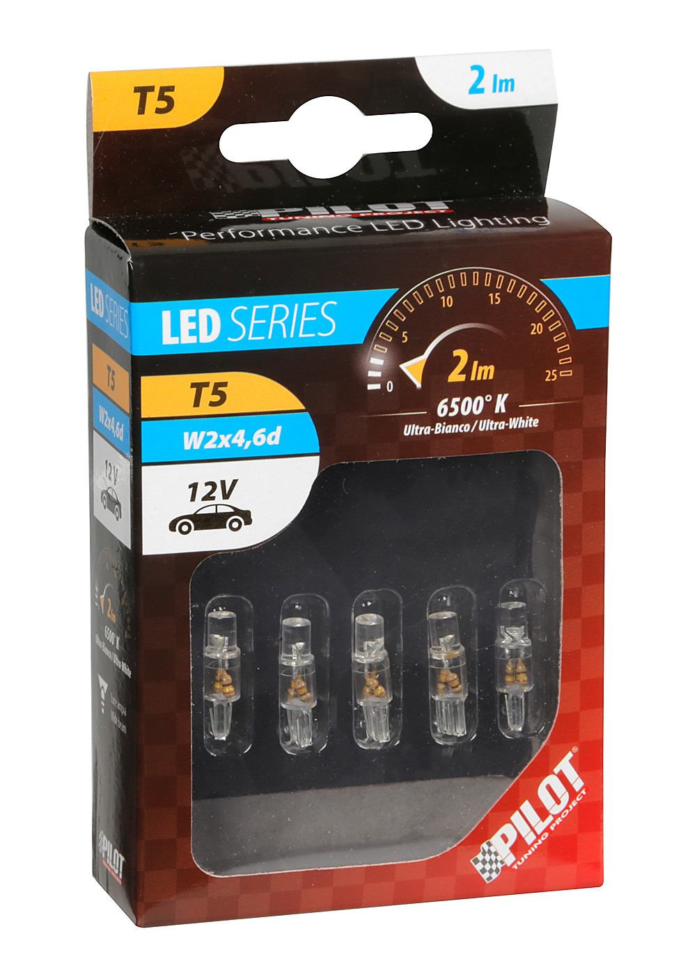 12V-os T5 W2x4,6D műanyag foglalatos LED-égő - 5 darabos - Fehér thumb