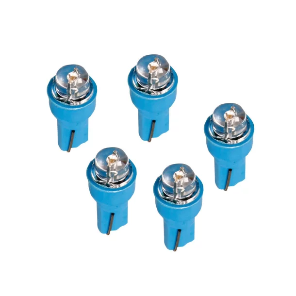 12V-os T5 W2x4,6D műanyag foglalatos LED-égő - 5 darabos - Kék