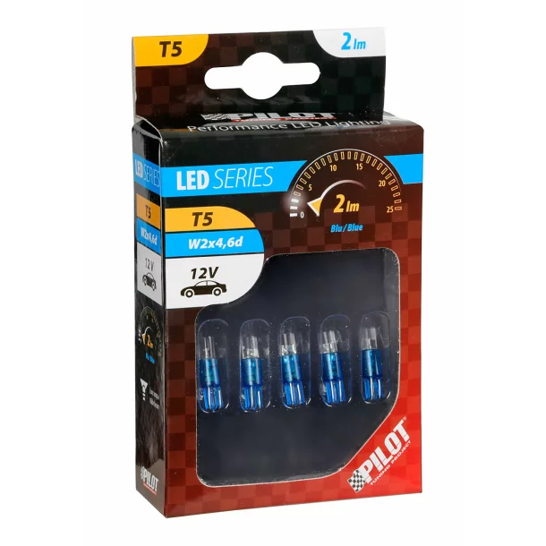 12V Cockpit colour Led 1 Led - (T5) - W2x4,6d - 5 pcs - Blue