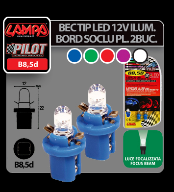 Bec tip LED 12V iluminat bord soclu plastic B8,5d 2buc - Alb thumb
