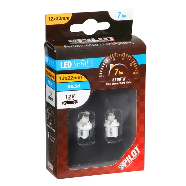 Bec tip LED 12V iluminat bord soclu plastic B8,5d 2buc - Alb
