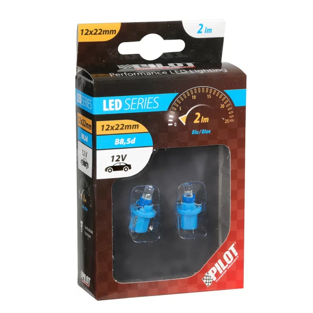 Bec tip LED 12V iluminat bord soclu plastic B8,5d 2buc- Albastru