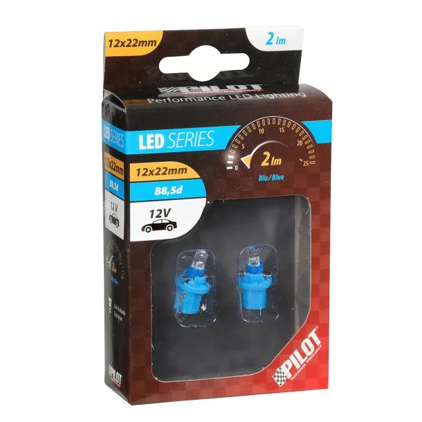 12V Cockpit colour lamp 1 Led - B8,5d - 2 pcs - Blue