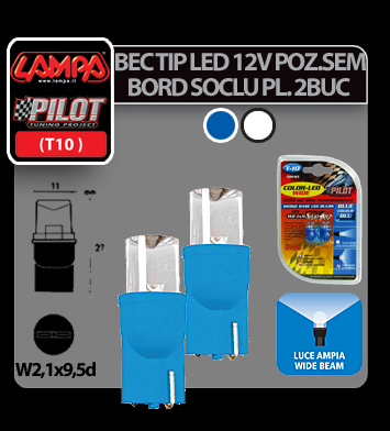 12V Colour-Led Wide, lamp 1 Led - (T10) - W2,1x9,5d - 2 pc thumb
