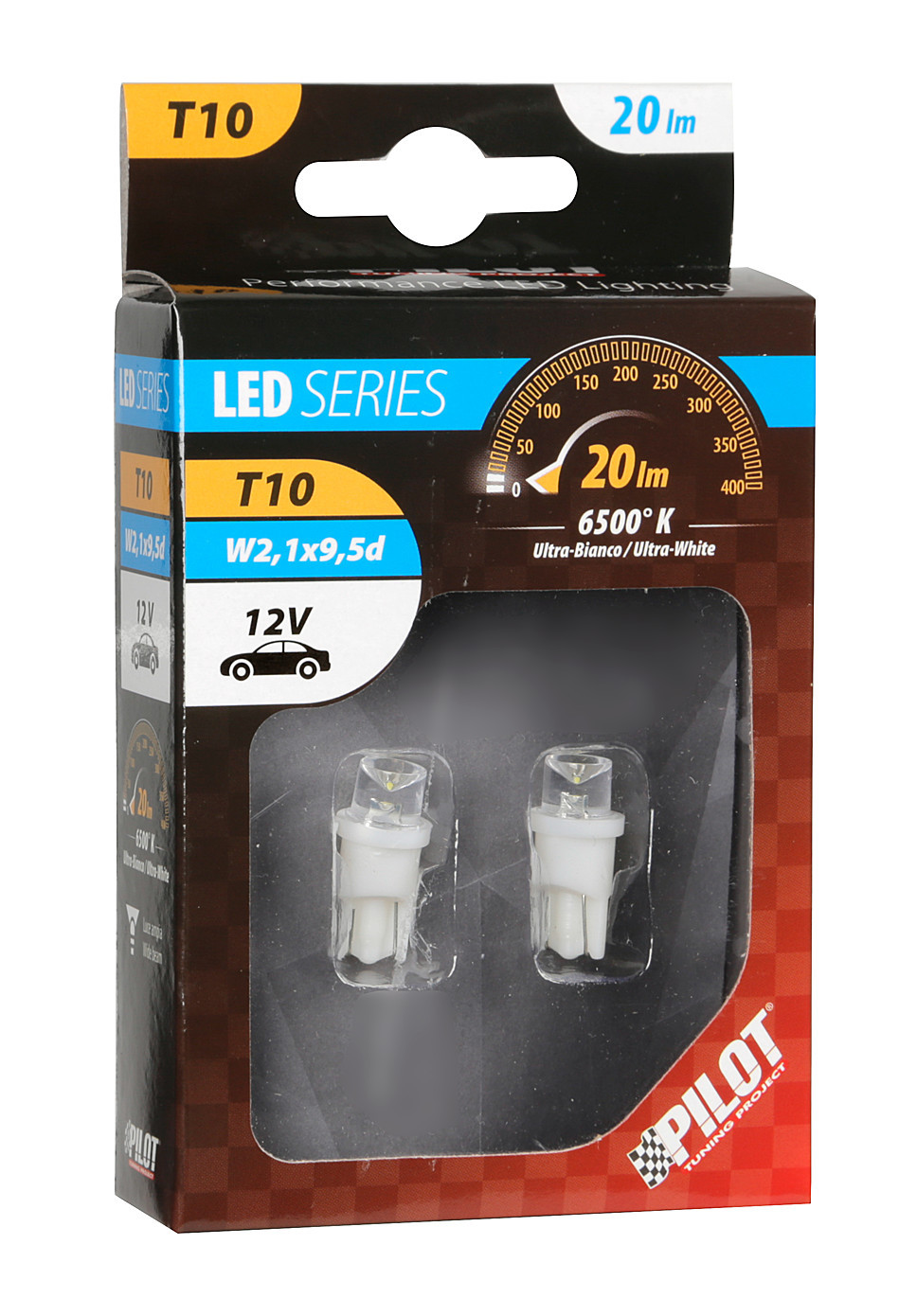 12V Colour-Led Wide, lamp 1 Led - (T10) - W2,1x9,5d - 2 pc thumb