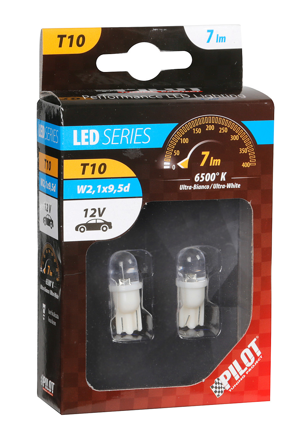 12V Colour-Led, lamp 1 Led - (T10) - W2,1x9,5d - 2 pc thumb