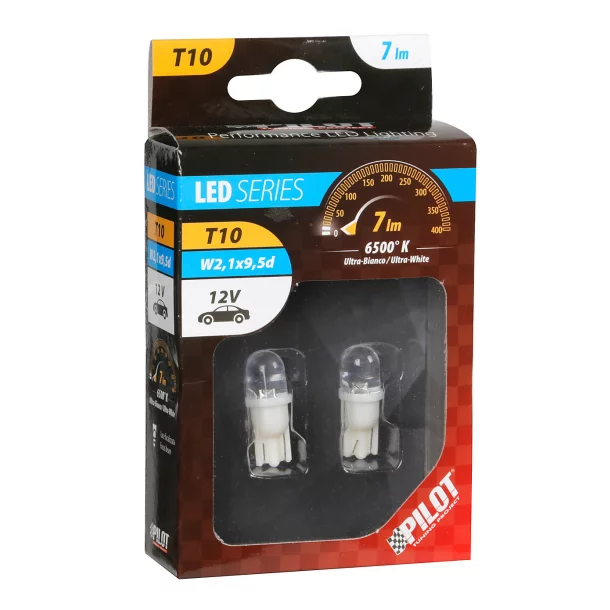 12V-os T10 W2,1x9,5D műanyag foglalatos LED-égő - 2 darabos (F