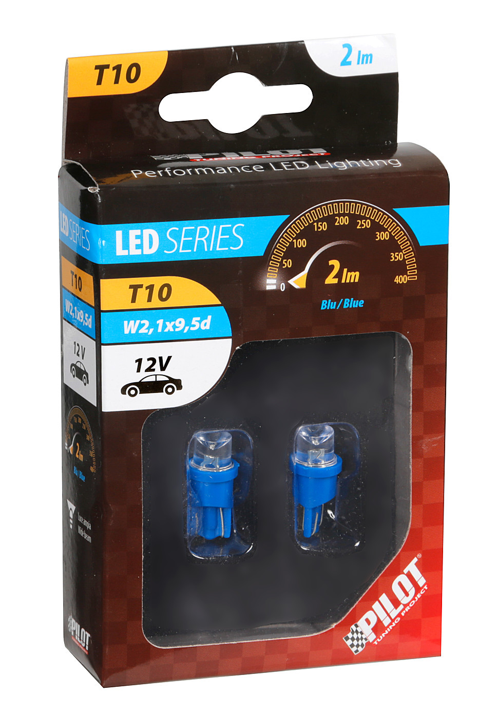 Bec tip LED 12V soclu pl. T10 W2,1X9,5d 2buc Albastru dispersat thumb