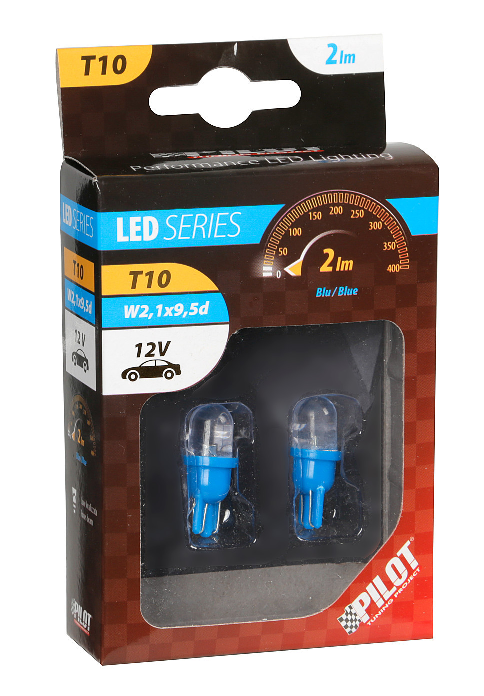 Bec tip LED 12V soclu pl. T10 W2,1X9,5d 2buc Albastru focalizat thumb
