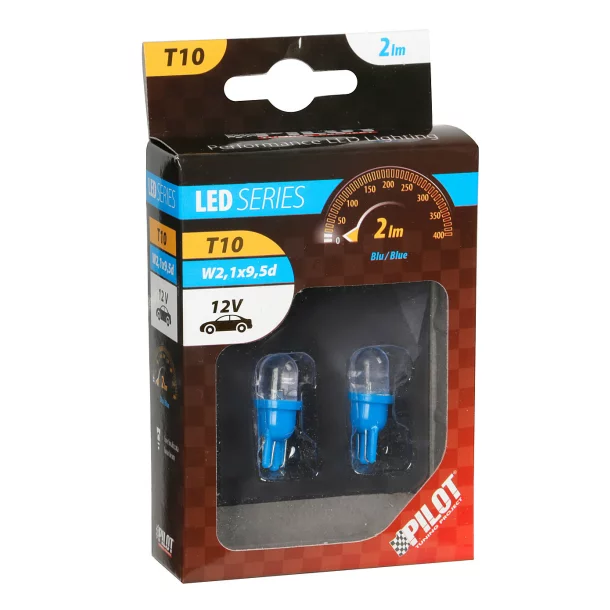 Bec tip LED 12V soclu pl. T10 W2,1X9,5d 2buc Albastru focalizat
