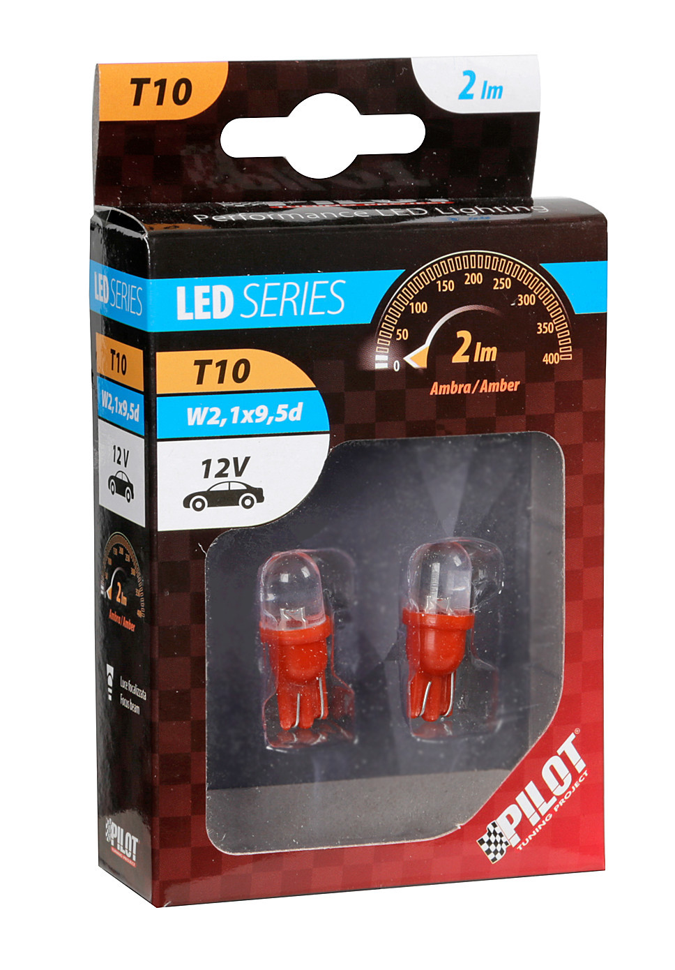 Bec tip LED 12V soclu pl. T10 W2,1X9,5d 2buc Galben focalizat thumb