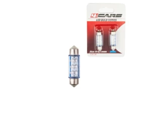 Bec tip LED 12V sofit cu 6 leduri 10x39mm SV8,5-8 2buc - Albastru