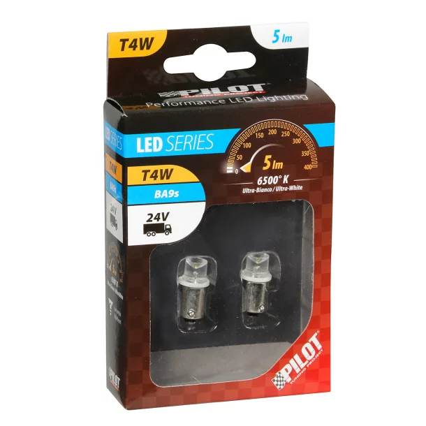 24V-os T4W BA9s fém foglalatos LED - 2 db - Fehér