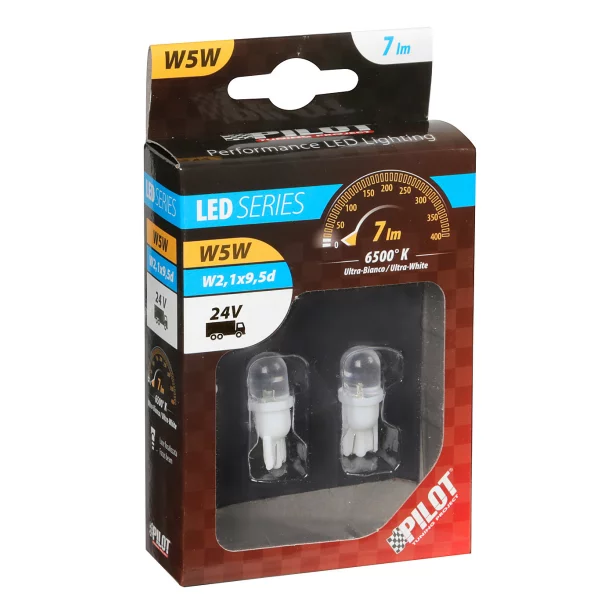 Bec tip LED 24V poz semn bord soclu pl W5W W2,1x9,5d 2buc - Alb