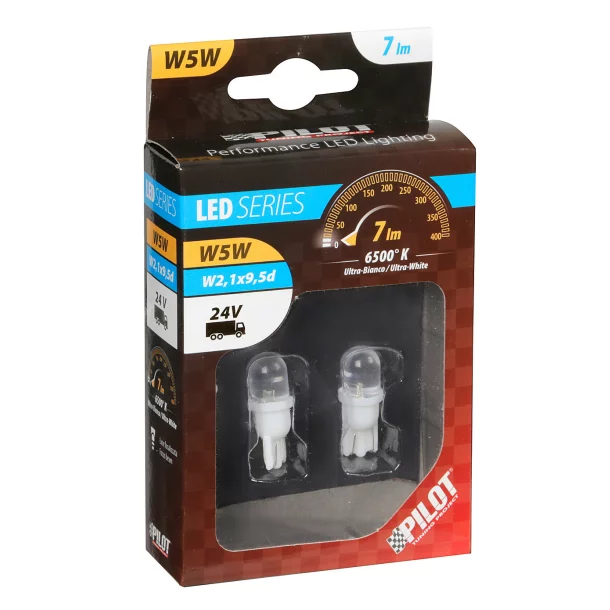 24V-os W5W W2,1x9,5d foglalatos LED égő - 2 darabos-Fehér