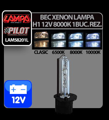 Bec Xenon H.I.D. Lampa H1 12V - 8000K - 1buc thumb