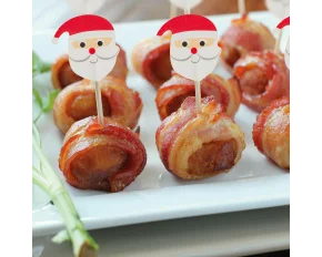 Bețișoare pentru aperitiv - decorate Moș Crăciun - 8,5 cm -
