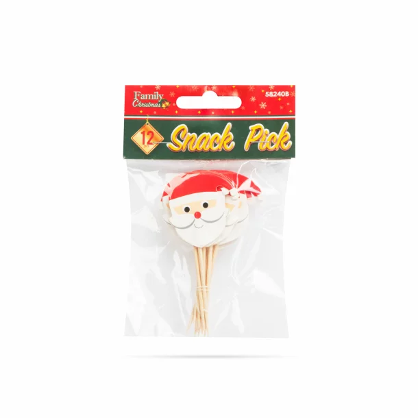 Bețișoare pentru aperitiv - decorate Moș Crăciun - 8,5 cm -