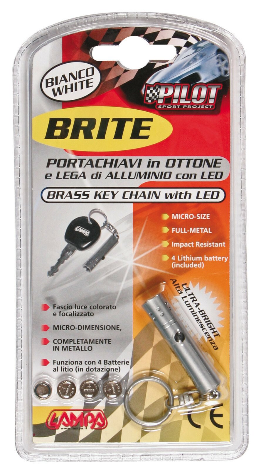 Brite, brass key ring with led - White thumb