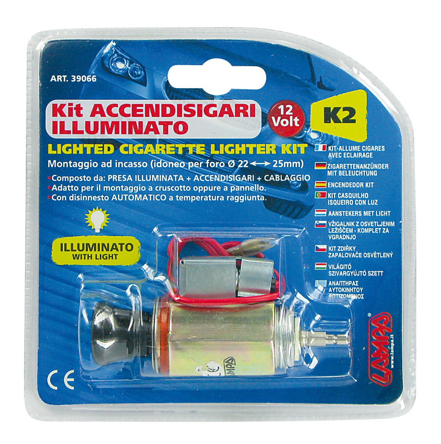 K2 - 12V illuminated cigarette lighter set thumb