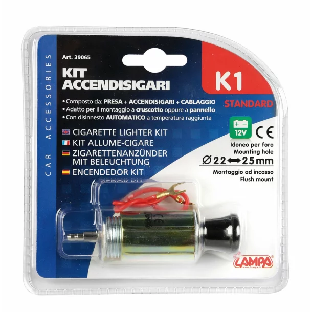K1 - 12V cigarette lighter set Ø 21 mm-Resealed,