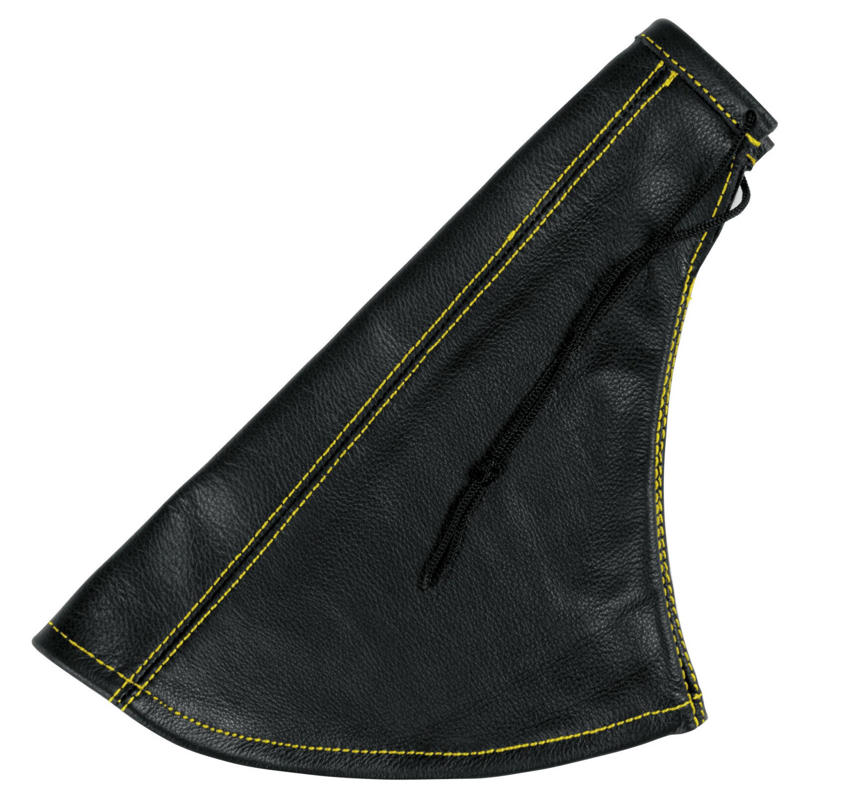 Exclusive leather central handbrake boot - Black/Yellow thumb