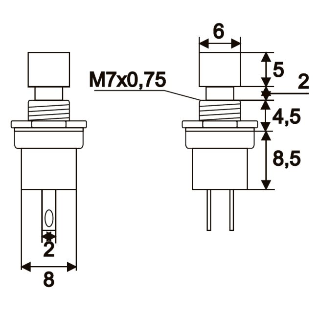 Buton 1 circuit 1,5A-250V OFF-(ON), negru thumb