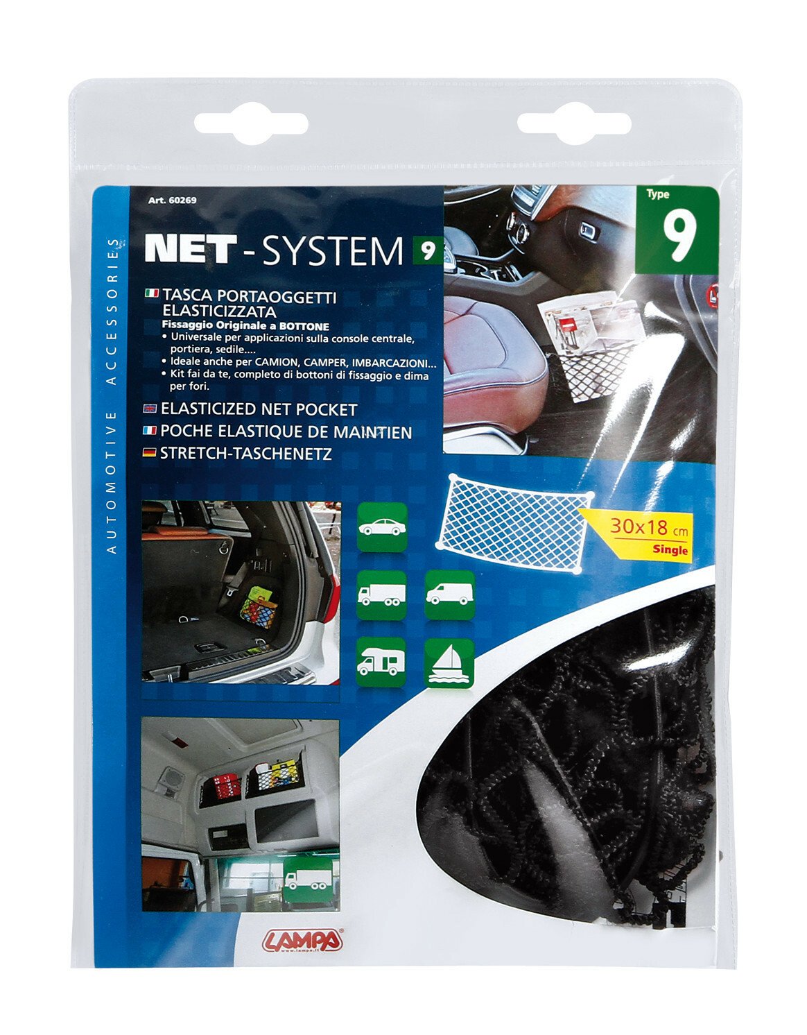 Net-System-9, rugalmas hálós zseb - 30x18cm thumb