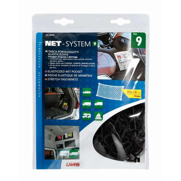 Net-System-9, elasticized net pocket - 30x18cm