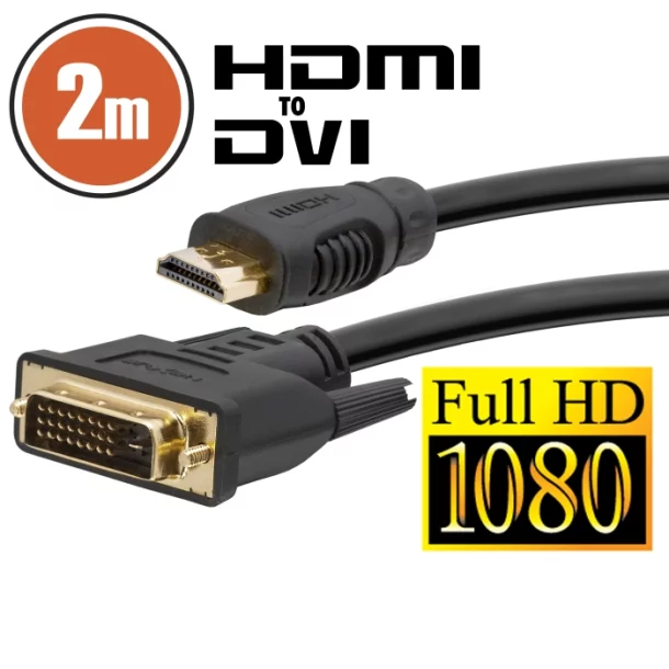 Cablu DVI-D / HDMI • 2 m cu conectoare placate cu aur