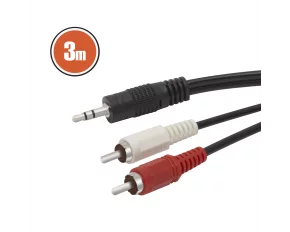 Cablu RCA / JACKfisa 2 x RCA-fisa 3,5 st JACK3,0 m