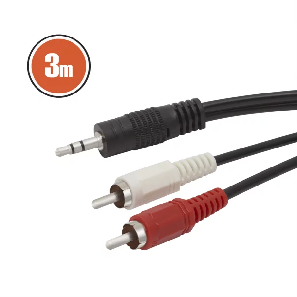 Cablu RCA / JACKfisa 2 x RCA-fisa 3,5 st JACK3,0 m