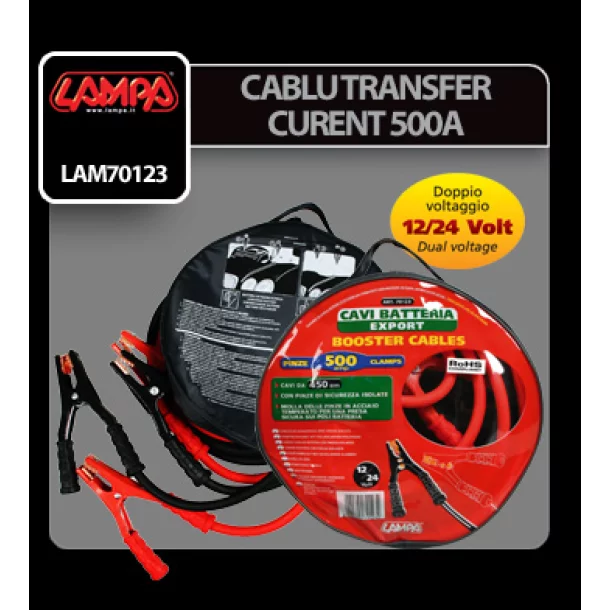Cablu transfer curent 450cm 12/24V 500A - Lampa