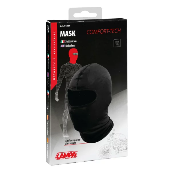 Cagula moto balaclava unisex, din matase de poliester, Mask-Top 1buc - Negru