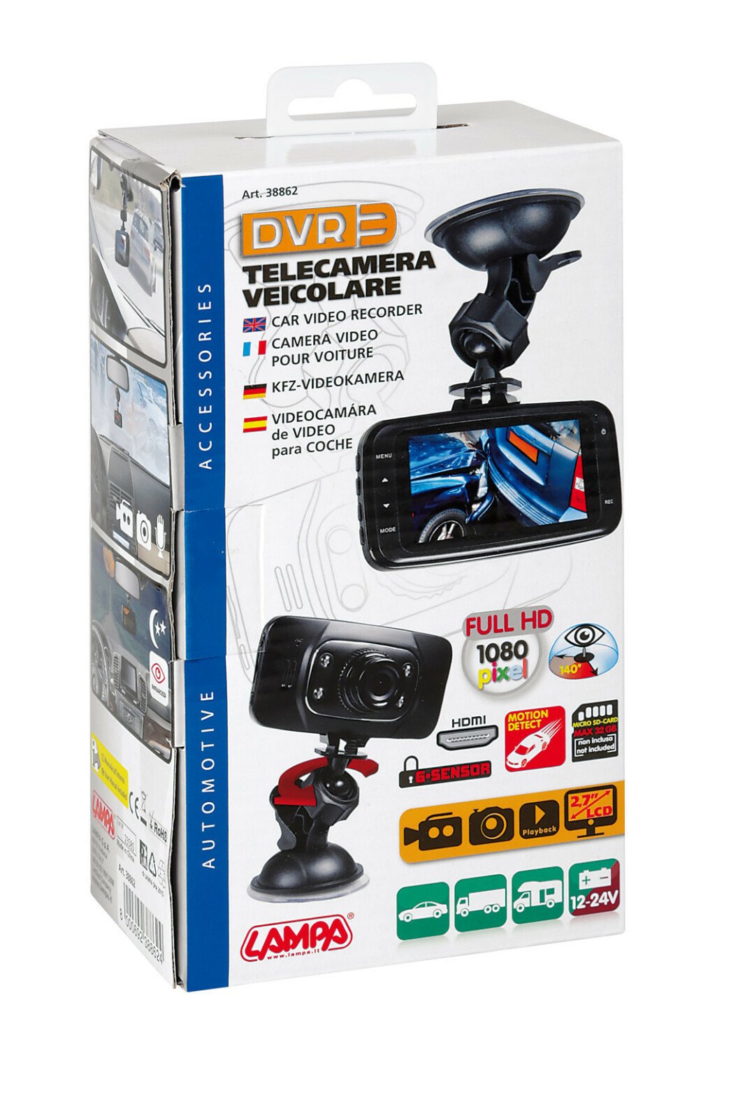 DVR-3 autó videó felvevő, Full-HD 1080p - 12/24V thumb