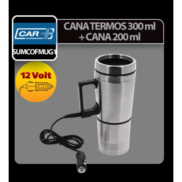 Electric termos 300ml and 200ml mug 12V Car Plus