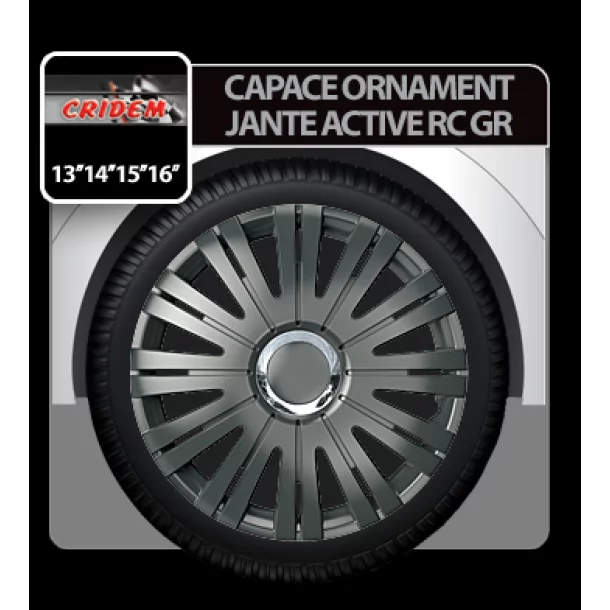 Wheel covers Active RC GR 4pcs - Graphite - 14&#039;&#039;
