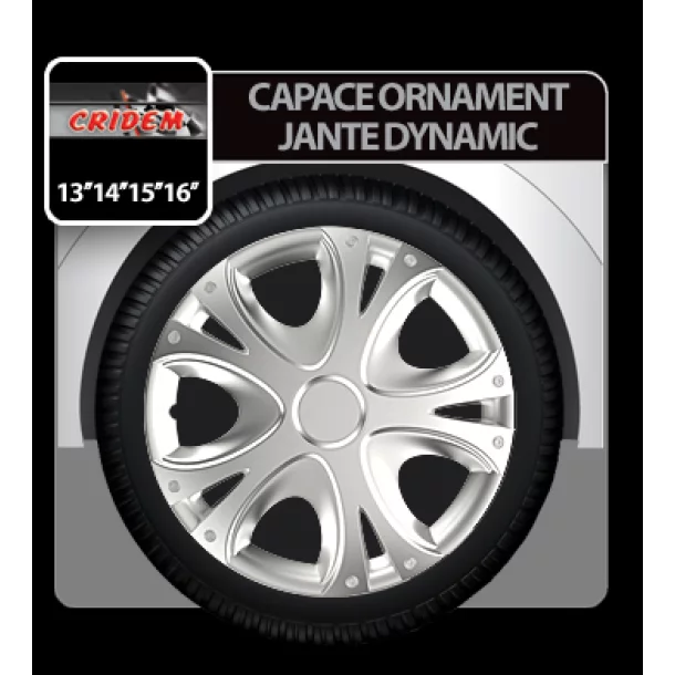 Capace roti auto Dynamic 4buc - Argintiu - 13&#039;&#039;